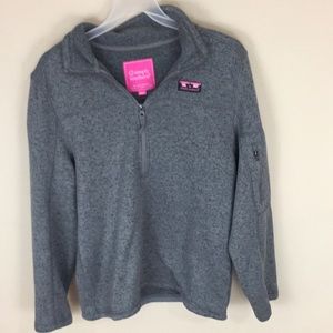 Simply Southern Heathered Gray Pull Over Quarter Zip Jacket Size Small